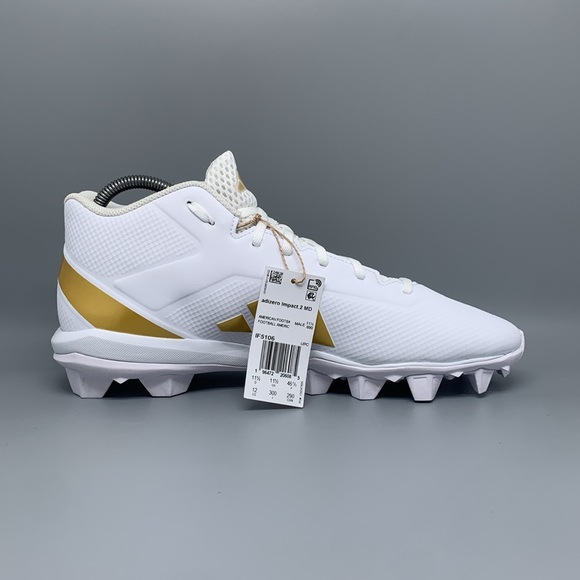 Adidas Adizero Impact.2 MD White Gold Football‎ Cleats IF5106 Men’s Sz 12 NWT